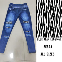 BLUE JEAN LEGGINGS- ZEBRA