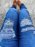 DISTRESSED STRETCH PATCH DENIM
