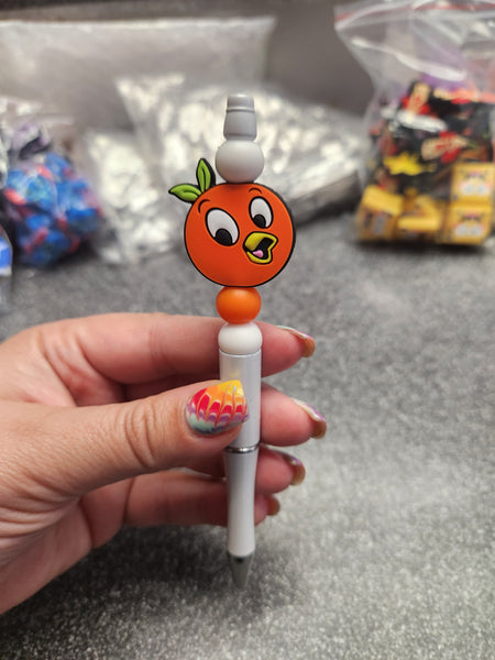 Orange Bird Silicone Beaded Pen or Keychain