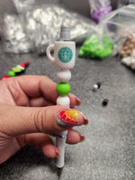 Mama Coffee Mug Silicone Beaded Pen or Keychain