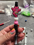 Pink Bear Silicone Beaded Pen or Keychain