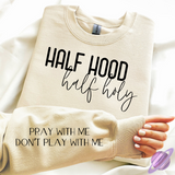 HALF HOOD SWEATSHIRT W/ SLEEVE PRINT