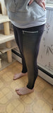 RIBBED FAUX LEATHER ZIPPER LEGGING