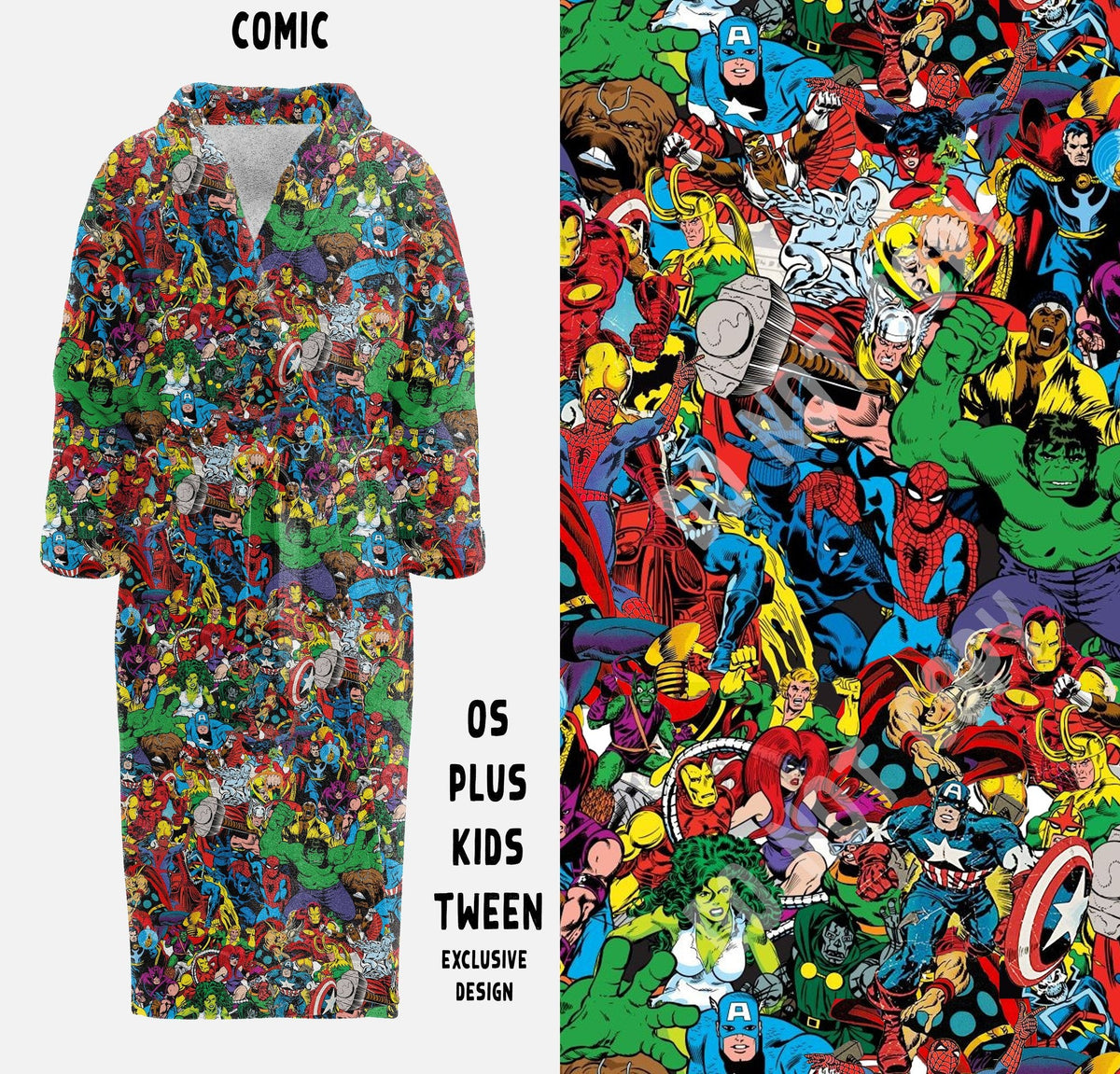 HOUSE ROBES- COMIC- KIDS S (SIZE 6-8) – Spade's Boutique