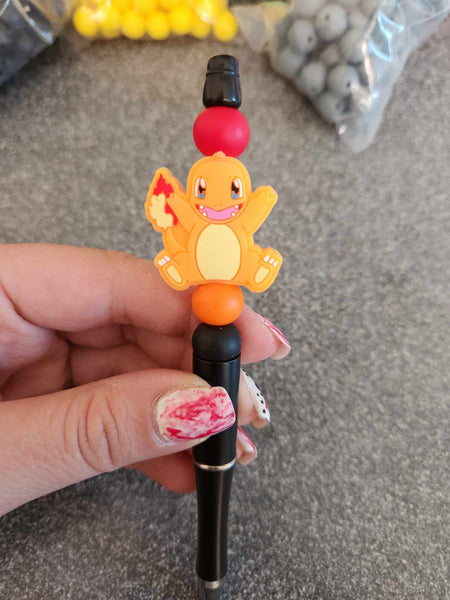 Fire Dragon Silicone Beaded Pen or Keychain