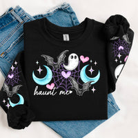 HAUNT ME SWEATSHIRT W/ SLEEVE PRINT