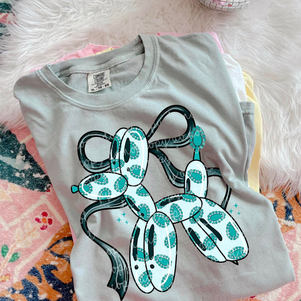 TURQUOISE BALLOON DOG TEE