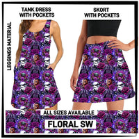 RTS - Floral SW Tank Dress/Skort with Side Pockets