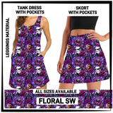 RTS - Floral SW Tank Dress/Skort with Side Pockets
