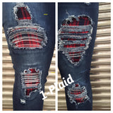 DISTRESSED STRETCH PATCH DENIM