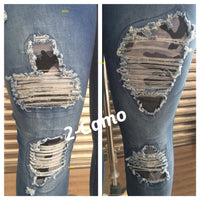 DISTRESSED STRETCH PATCH DENIM