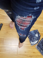 DISTRESSED STRETCH PATCH DENIM