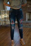 DISTRESSED STRETCH PATCH DENIM