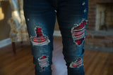 DISTRESSED STRETCH PATCH DENIM