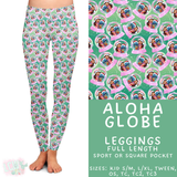 Ready to Ship - Aloha Globe Full Length Leggings - Square Pocket TC