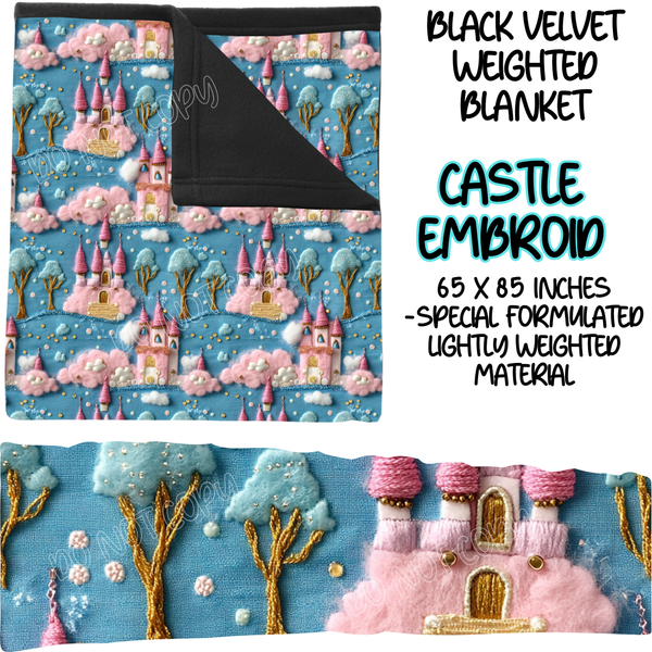 CASTLE EMBROID - BLACK VELVET WEIGHTED BLANKET ROUND 4 PREORDER CLOSING 10/16