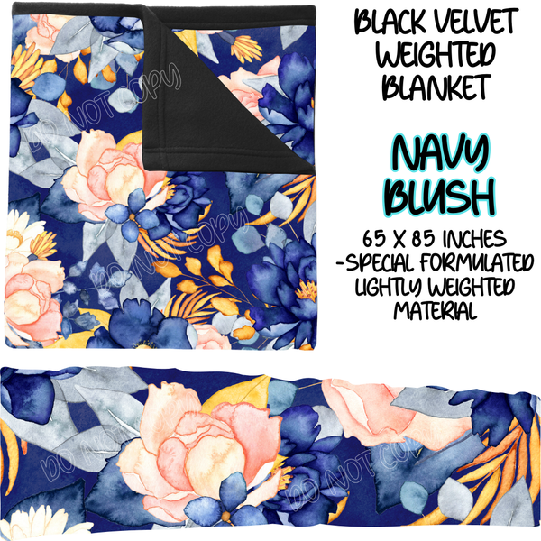 NAVY BLUSH - BLACK VELVET WEIGHTED BLANKET ROUND 4 PREORDER CLOSING 10/16