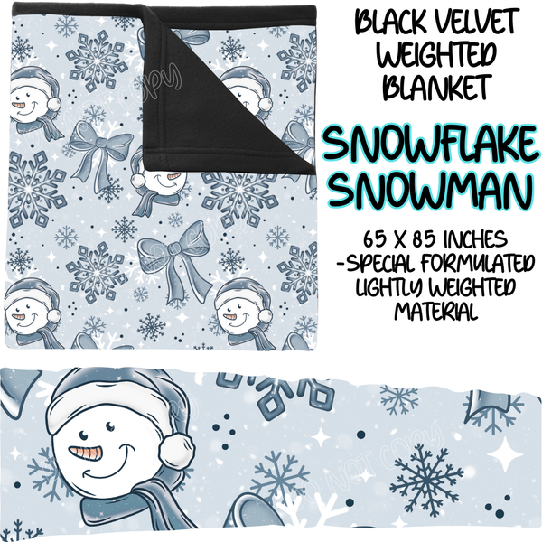 SNOWFLAKE SNOWMAN - BLACK VELVET WEIGHTED BLANKET ROUND 4 PREORDER CLOSING 10/16