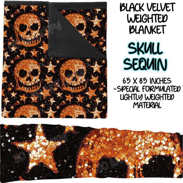 SKULL SEQUIN - BLACK VELVET WEIGHTED BLANKET ROUND 4 PREORDER CLOSING 10/16