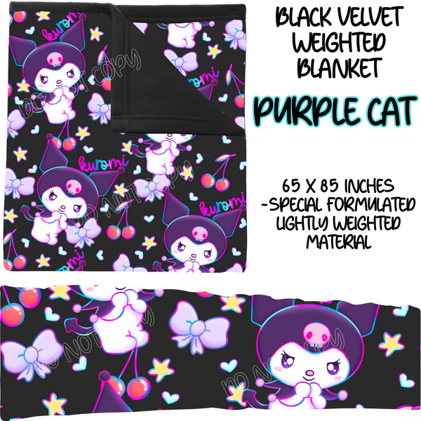 PURPLE CAT - BLACK VELVET WEIGHTED BLANKET ROUND 4 PREORDER CLOSING 10/16