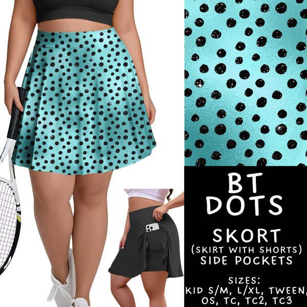 Batch #458 - Black & Teal Collection - Closes 12/3 - ETA late Jan - BT Dots Skort