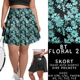 Batch #458 - Black & Teal Collection - Closes 12/3 - ETA late Jan - BT Floral 2 Skort