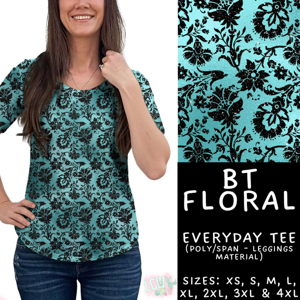 Batch #458 - Black & Teal Collection - Closes 12/3 - ETA late Jan - BT Floral Everyday Tee