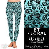 Batch #458 - Black & Teal Collection - Closes 12/3 - ETA late Jan - BT Floral Full Length Leggings