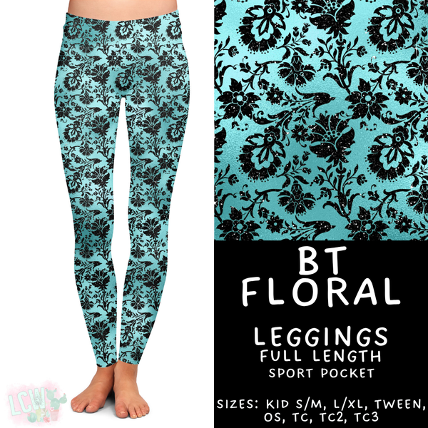 Batch #458 - Black & Teal Collection - Closes 12/3 - ETA late Jan - BT Floral Full Length Leggings