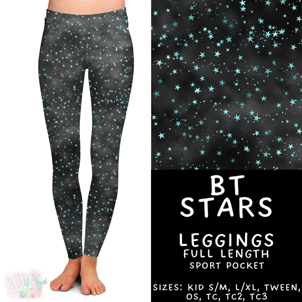 Batch #458 - Black & Teal Collection - Closes 12/3 - ETA late Jan - BT Stars Full Length Leggings