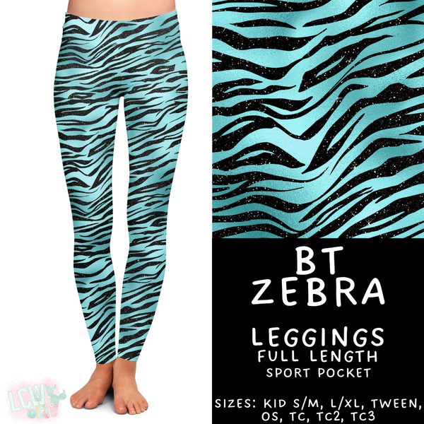 Batch #458 - Black & Teal Collection - Closes 12/3 - ETA late Jan - BT Zebra Full Length Leggings