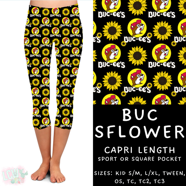 Ready to Ship - Buc SFlower Capri Length Leggings - OS & TC2 Sport Pocket & TC Square Pocket