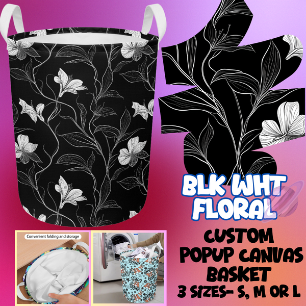 BLK WHT FLORAL - STORAGE BASKETS ROUND 5 - PREORDER CLOSING 3/16