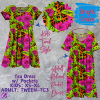 BRIGHT SNAKE - ADULT & KIDS - TEA DRESS RUN 3 - PREORDER CLOSING 3/11