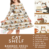 Ready to Ship - Cat Shelf Long Sleeve Criss-Cross Bamboo Dress - 6, 8 & 12