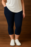SOLID NAVY POCKET CAPRI LEGGINGS