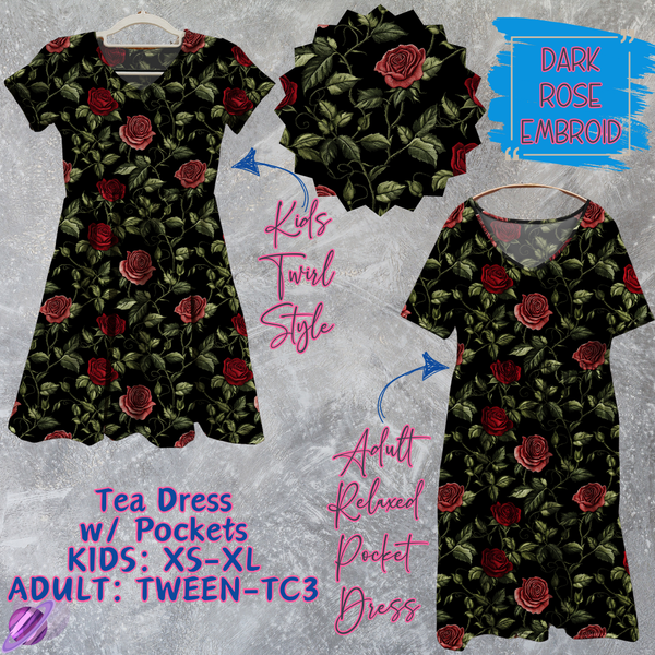 DARK ROSE EMBROID - Adult & Kids - Tea Dress Run- Preorder Closing 5/13