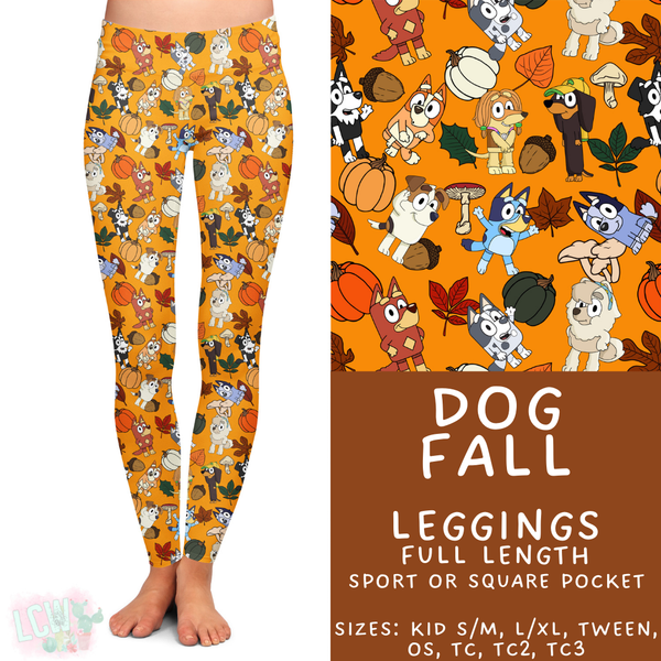 Ready to Ship - Dog Fall Full Length Leggings - Square Pocket OS
