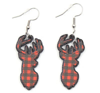 RTS-  Buffalo Plaid Deer Earrings