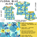 Ready To Ship - Floral Blue Alien Kid's Bamboo Short Sleeper Set - 6T