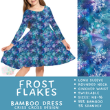 Ready to Ship - Frost Flakes Long Sleeve Criss-Cross Bamboo Dress - 4, 6 & 8
