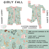 Ready to Ship - Girly Fall Long Zippy Sleeper - 12-18 Mo