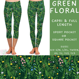Ready To Ship - Green Floral Full Length Leggings - TC2