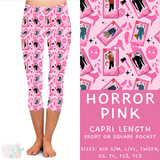 Ready to Ship - Horror Pink Capri Length Leggings - TC2 Sport Pocket