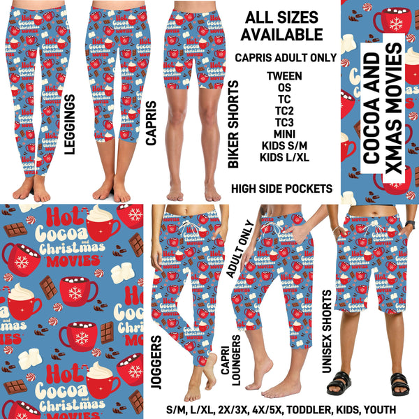 VM1B - Cocoa and Xmas Movies Full Joggers/Capri Loungers/Unisex Shorts - Preorder ETA: Mid-Nov