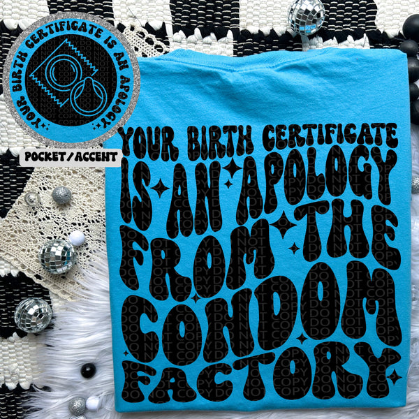 BIRTH CERTIFICATE- POCKET PRINT DOUBLE SIDED TEE