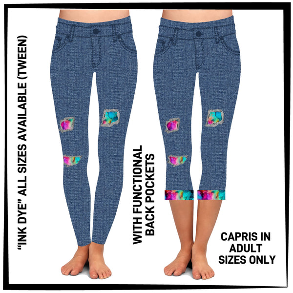 PK1B - Ink Dye Leggings & Capris with High Side Pockets - Preorder ETA: Early July