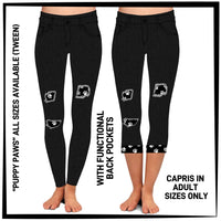 PK1B - Puppy Paws Leggings & Capris with High Side Pockets - Preorder ETA: Early July