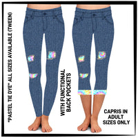 PK1B - Pastel Tie Dye Leggings & Capris with High Side Pockets - Preorder ETA: Early July