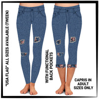PK1B - USA Flag Leggings & Capris with High Side Pockets - Preorder ETA: Early July